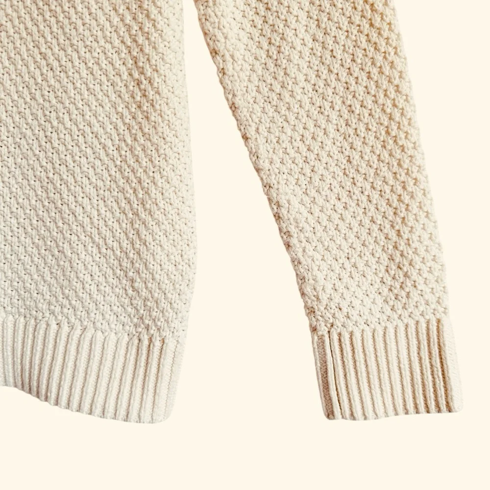 Sablyn Harper Cream Cotton Cashmere Sweater XS Seed Knit Minimal